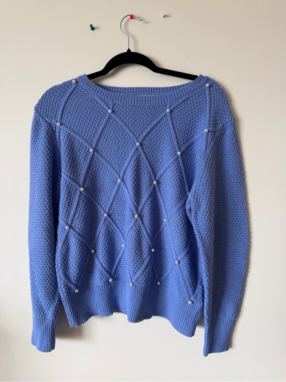 Emaline Petite XL Periwinkle Sweater with Bead Pattern